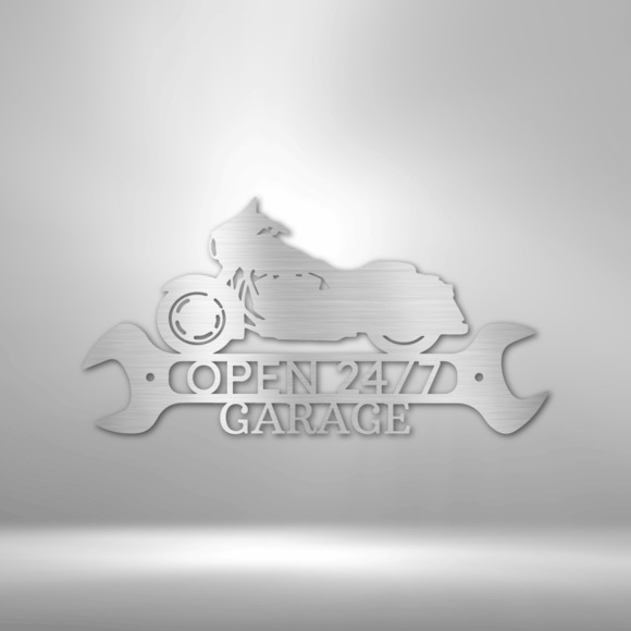 Open 24/7 Garage Steel Sign Laser Cut Powder Coated Home & Office Metal Wall Dec